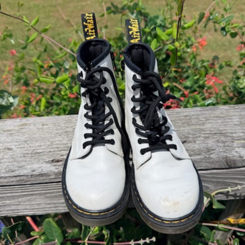 Dr. Martens Black and White Kids' 1460 J Lace-Up Boot